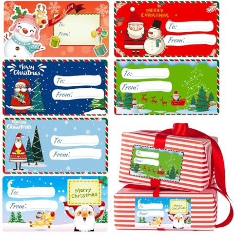 BelleFlair 120 Stück Weihnachtsaufkleber zum Beschriften, Selbstklebend Geschenkaufkleber Weihnachten, Sticker Etiketten und Namensaufkleber, Weihnachtssticker für Weihnachtspakete.