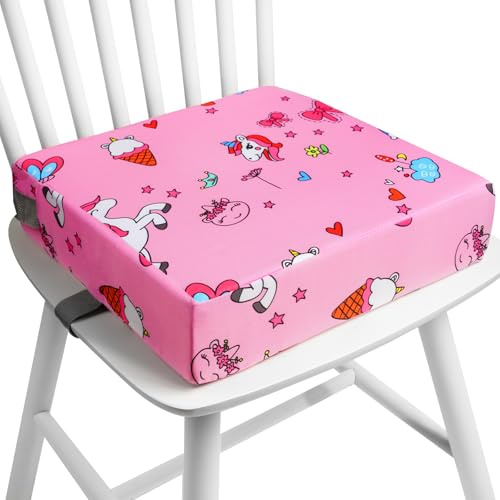 HOTUT Rialzo Sedia Bambini Cuscino da Tavolo,Cartoon Cuscino Rialzo per Bambini con 2 Regolabile Cinghie,Seduta Booster per Alzare a Tavola per Seggiolino Lavabile Smontabile per Gite,Picnic e Viaggi