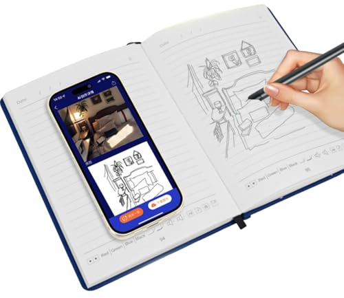 VBESTLIFE Quaderno Digitale 3 in 1 con Penna, Blocco Note Intelligente con OCR e Disegno AI, Sincronizzazione Carta-digitale in Tempo Reale per Tablet Telefono Android OS X (Trama Lino Rosso)