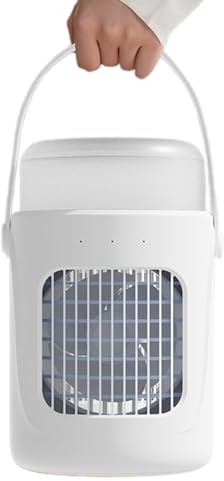 Enfriador De Aire Portátil Para Habitación - Ventilador De Refrigeración De Escritorio Recargable Con Mango, Mini Aire Acondicionado Personal Silencioso Con Luz LED, Dispositivo De Refrigeración Comp