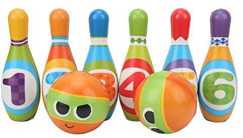 LONGONGAN Set da Bowling per Bambini con 6 Birilli e 2 Palline, Kit da Bowling Sicuro in Schiuma di Poliuretano per Bambini, Birilli e Palline da Bowling Morbidi con Bordi arrotondati per