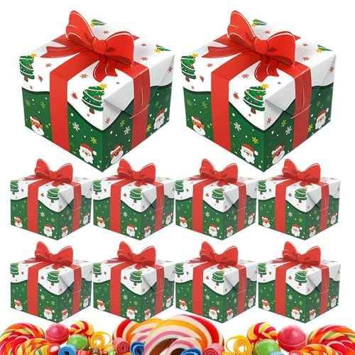 Weihnachts Süßigkeiten Boxen Tragbarer Container Mit Roter Schleife | Weihnachten Süßigkeiten Behälter Für Kekse, Snacks, Kekse, Lebensmittel, Cupcakes, , Schokoladen, Und
