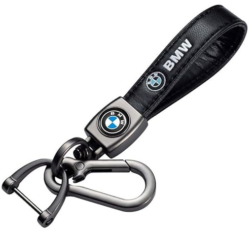 Auto Porte-clé pour BMW X1 X3 X7 X5 X6 1 3 5 6 Series Z4 7 M Series, Porte clef voiture pour Voiture, Porte-clés en cuir pour homme et femme, Voiture Accessoires, Noir