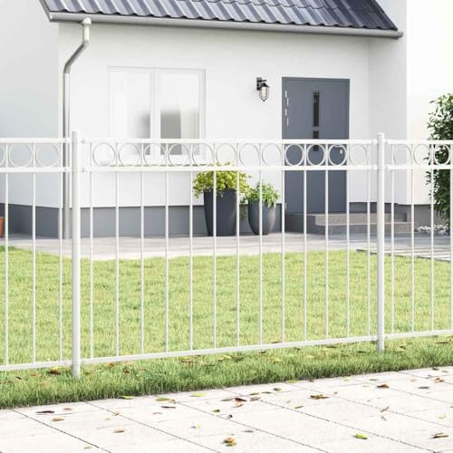 Gartenzaun Weiß Stahl, Robuster Metallzaun für Garten und Terrasse, Langlebiges Gitter, Einfache Montage, 8,6 kg, Moderne Abgrenzung für den Außenbereich