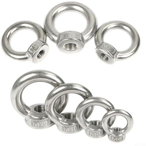 Besttoolifes 304 Edelstahl für Ringmutter Augenschraube für M5 M6 M8 M10 für M12 für M14, hochfester Verschluss für Boote, LKW, Vans und Wohnwagen