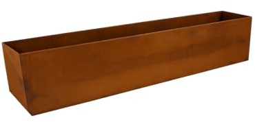 Bornhöft Växtkruka balkonglåda, planteringslåda, metall, rostfritt stål, 108,5 cm x 20 cm x 15 cm – rost, planteringskärl för trädgård, terrass och balkong – modern blomkruka i rostfritt stål