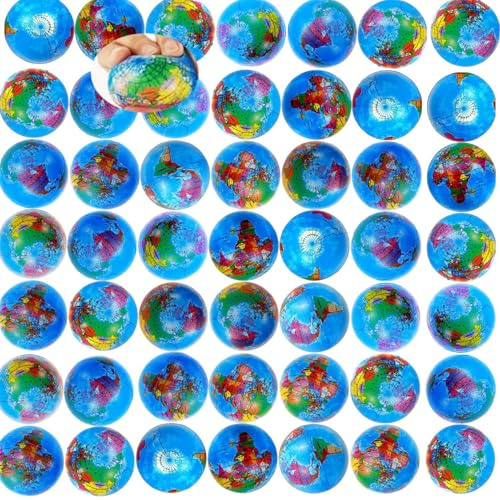 50 Stück Antistressball Weltkugel,6CM Stressball Globus Klein,Anti Stress Bälle,Anti Stress Spielzeug Bälle,Mini Globus Kinder Stressball für Kinder Erwachsene,Schulausrüstung,Party Zubehör