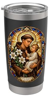 Sant'Antonio Di Padova Prega Per Noi Sacro Mosaico Arte Fede Bicchiere termico in acciaio inox doppia parete