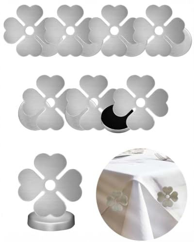 RAMGLYO Pesas para Mantel 8 Unidades, Sujetadores Acero Inoxidable, Diseño Trébol con Sujeción Antiviento Resistente para Proteger y Decorar Mesa de Jardín y Terraza