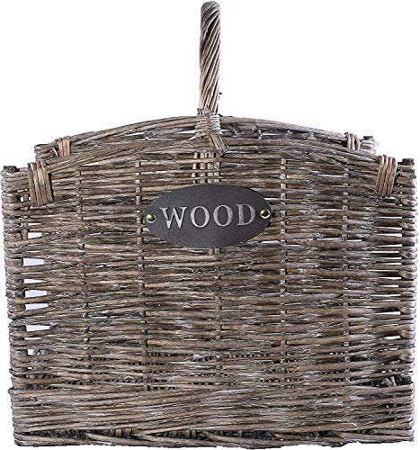 Large Grey Washed Wicker Fireside Heavy Duty Log Basket