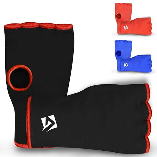 AQF - Guantes de Boxeo (elásticos, Protectores de puño, Transpirables, Talla L), Color Negro