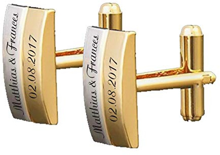 aplusashop ID Manschettenknöpfe mit Gravur nach Wunsch Edelstahl, Hochzeit, Business NEU 014 mit Box (Mit Gravur)