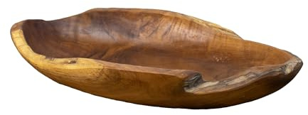 Teak Root Long Bowl 45cm Antique Rustic Kitchen Hand Carved Wood Fruit Snacks Food …