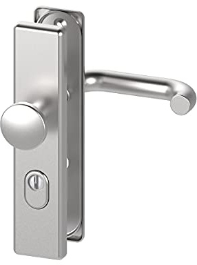BASI Tür-Schutzbeschlag aus Edelstahl | für Haustüren | Türstärke 38-45 mm | Türklinke | Zylinderabdeckung | Wechselgarnitur | Drücker | Knopf