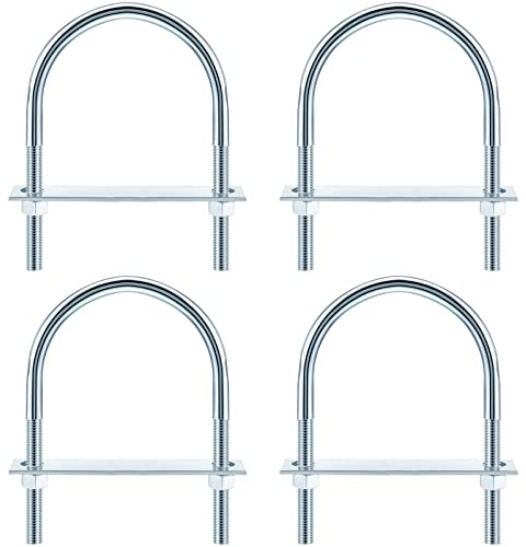 U Bolts Zinc Plated Carbon Steel with U Bolt Plates and Nuts for Fastening Products (4 Sets,1/2 x 4-1/2 x 7 Inch)