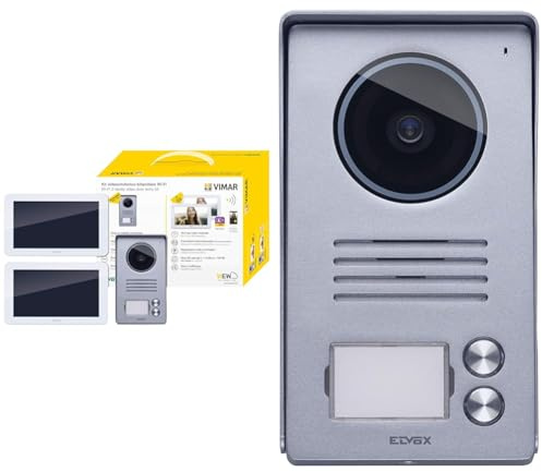 VIMAR K40956 Kit videocitofonico da parete con: 2 videocitofoni touch screen vivavoce Wi-Fi & 40921.P2 Targa esterna audio/video in alluminio, per videocitofono vivavoce a colori LCD 7in
