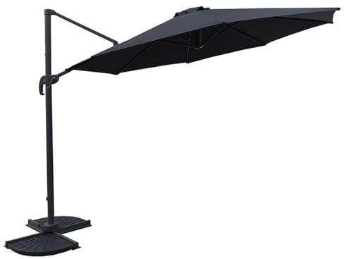 Gravidus Deluxe Ampelschirm Ø 300 cm Anthrazit, 360° schwenkbar, UV-beständiges Polyester