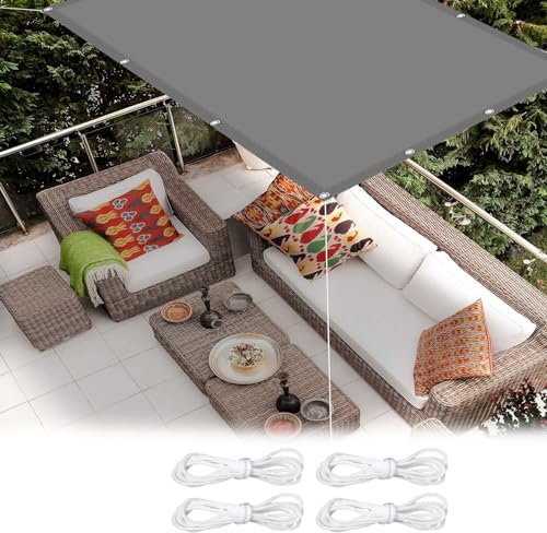 Sonnensegel Rechteckig 0.7 x 4.5 m Sonnenschutz Segeltuch Meterware mit Ösen, Seil PES Polyester UV Schutz Ohne Bohren für Garten Balkon & Terrasse, Dunkelgrau