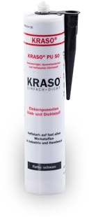 KRASO® PU 50, lim tätningsmedel permanent elastisk vidhäftande för att binda in folieflänsar för våta och torra ytor monteringslim (1 styck)