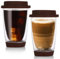 Latte Macchiato Juego de tazas de café de doble pared, 2 vasos de doble pared de 350 ml con tapa, capuchino, tazas de café, tazas de café, tazas de café helado, vasos térmicos (marrón)
