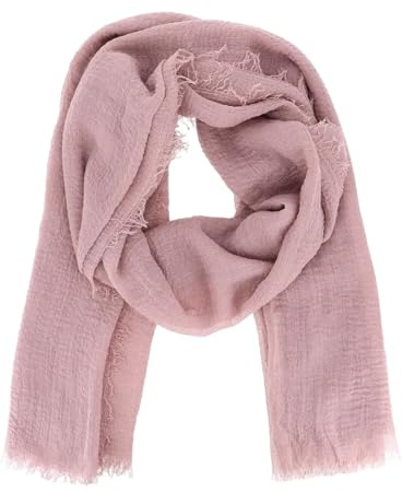 stylx Einfarbiger Schal Damen 20% Baumwolle 80% Viskose mit Fransen - Moderne und Fashion Damen Stola - Langer und Rechteckiger Tuch 180 cm x 90 cm - Dünnes und Weiches Schaltuch gecrept (altrosa)