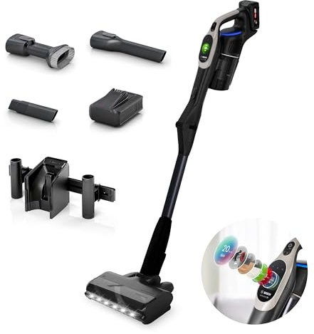 Bosch Unlimited 10 BBS1041GGB Cordless Vacuum Cleaner with 80-Minute Runtime and Innovative MicroClean Technology Including Sensor and TFT Display, Greige