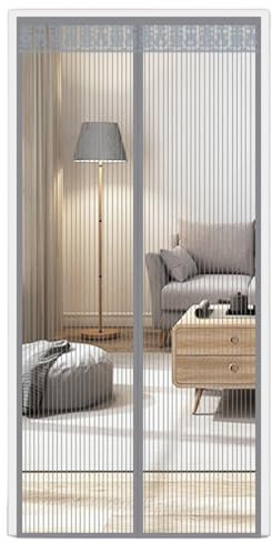 BeGrit Fliegenschutz Terrassentür 90x210cm Stärkere Magnet Fliegengitter Tür mit 4cm Breites Klettband Lichtdurchlässig Insektenschutz Reißfest Magnetvorhang für Balkontür Kellertür Terrassentür Grau