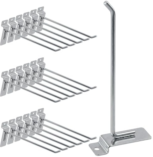 Swpeet 20Pcs 8 pouces lourds Slatwall crochets Kit d'assortiment, Slatwall accessoires Slatwall panneau crochets Organisation de garage Slat mur crochets planche grille crochet d'affichage crochet