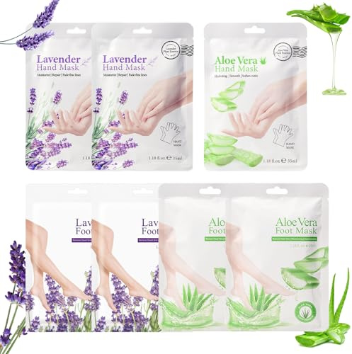 Mascarilla para pies y máscara de mano, paquete de 7 unidades, para pies muy secos, para manos muy secas, cuidado diario de los pies para hombres y mujeres
