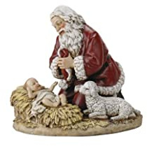 Joseph's Studio by Roman 8 H Kneeling Santa Figure, Tabletop Christmas Decoration
