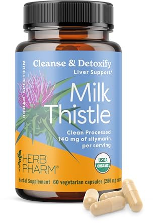 Herb Pharm Milk Thistle Seed Extract w/140 mg Silymarin for Liver Support - 60 Vegetarian Capsules
