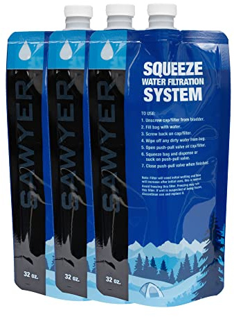 SAWYER Unisex set vikbar drickpåse Squeeze vattenfilter, 3 x 1L SP113, 32 oz