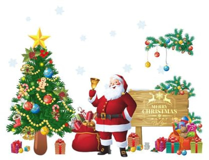WINOMO Frohe Weihnachten Wandtattoos Wandbilder abnehmbare Aufkleber Wanddeko Nikolaus Weihnachtsbaum Weihnachtsdeko
