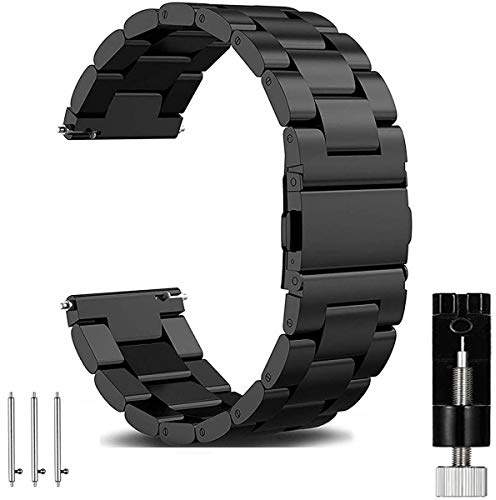OTOPO for Galaxy Watch 3 45mm Strap/46mm Strap & Gear S3 Straps, 22mm Stainless Steel Watch Strap Replacement Bracelet for Samsung Galaxy Watch 3 45mm/46mm/Gear S3 Frontier Smart Watch - Metal Black L