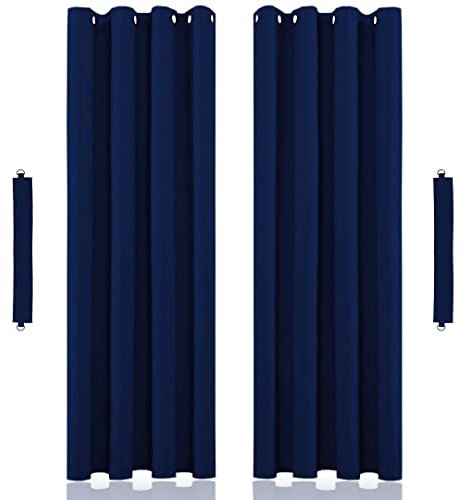 John Aird Blackout Curtains Thermal Energy Saving Eyelet Curtains for Bedroom & Living Room Including Tie Backs (Navy, W 90 x L 54 (2 Panels)