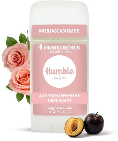 Humble Aluminum-Free Deodorant for Women & Men, Moroccan Rose - Clean & Fresh Natural Deodorant Stick with Essential Oils for Long-Lasting Odor Control - 1 Pack