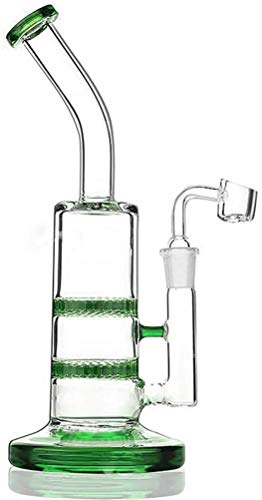 RORA 25,4 cm Glasbongs Wasserpfeife Wabenglasbongs mit 14,5 mm Quarzschale (grün)