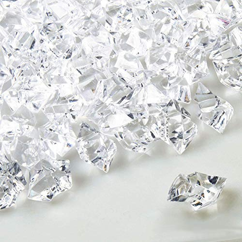 HLTER Falska isbitar, 1 000 st akryl isbitar klara stenar falska diamanter klar akrylvas fyllning plastkristaller klara falska krossade isstenar akrylpärlor för vas fyllning fest