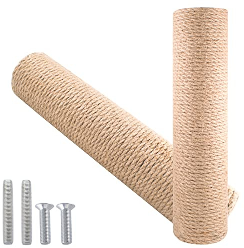 Tiragraffi di ricambio per albero di gatto, Colonne in Sisal naturale con filettatura interna M8 in varie Facilmente Montato Grande per arrampicata (30cmx2)
