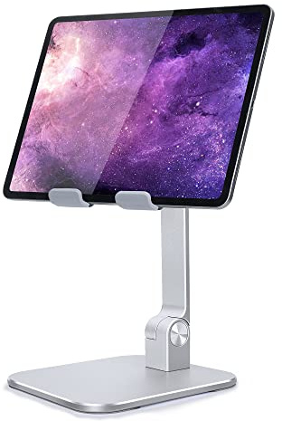 elitehood Aluminum iPad Ständer Höhenverstellbar, Verstellbar Höhe iPad Halterung Tisch, Klappbar Tablet Ständer für Pad Pro 12.9 Air Mini, Galaxy Tab bis 15 Zoll - Silber