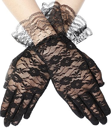 Geyoga Handschuhe aus Spitze Damen Kurze Sommerhandschuhe für Hochzeit Kommunion
