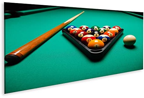 islandburner Bild auf Leinwand Billard Kugeln auf Einem Billardtisch 120x 40cm - Wandbild Poster Kunstdruck Bilder