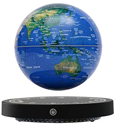 6 World Geographic Globes Floating Globe Lamp Anti Gravity 360 Rotating World Map with LED Light Magnetic Levitating Globe Home Office Desk Decor Creative Birthday Gifts