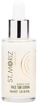 St Moriz Advanced Face Tanner Serum - Miracle Glow Hydrating Self Tan Face Serum with Q10 & Hyaluronic Acid - Natural Sunless Radiant Glow & Gradual Face Self Tanner (1.01 fl oz)