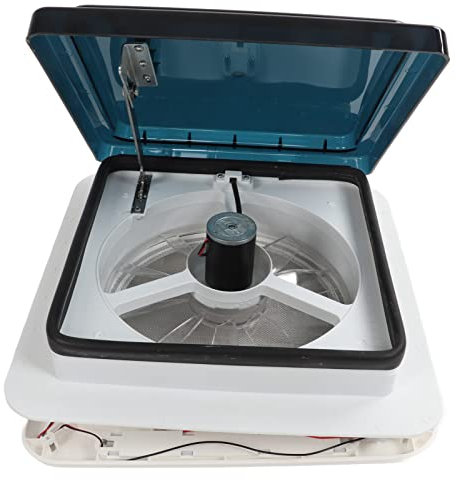 Ventilateur de Toit RV, 12 V RV Ventilateur de Plafond à Ventilation D'air 14po Ultra Son Faible Réversible Ventilateur D'extraction de VR avec Couvercle fumé Évent de Toit pour VR