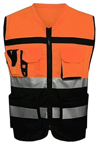 RUTAVM Warnweste Reflektorweste Reflektierende Weste mit hoher Sicht, Fahrradkonstruktionshazitiernacht Laufen im Freien Sicherheitsweste (Blue : Orange, Size : XL)
