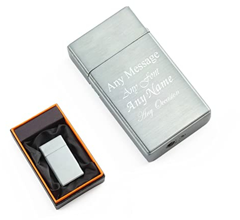 Personalised Engraved Silver Torch Gas Jet Lighter, Comes with Presentation Box, Any Message Design, Gift for Him, Grandad, Fathers Day, Engraved in The UK