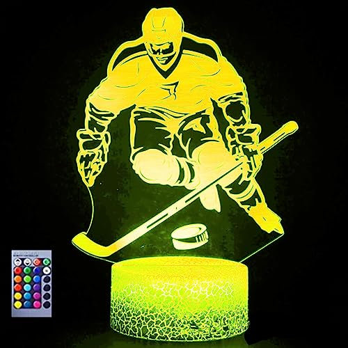 Jinson well 3D Eishockey Spieler Nachtlicht led licht Lampe optische Nacht licht Illusion 7 Farbwechsel Touch Switch Tisch Schreibtisch Dekoration Lampen mit Acryl Flat ABS Base USB Spielzeug