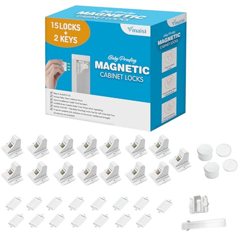 Vmaisi Baby Proofing Magnetische Schrankschlösser (15 Schlösser und 2 Schlüssel)