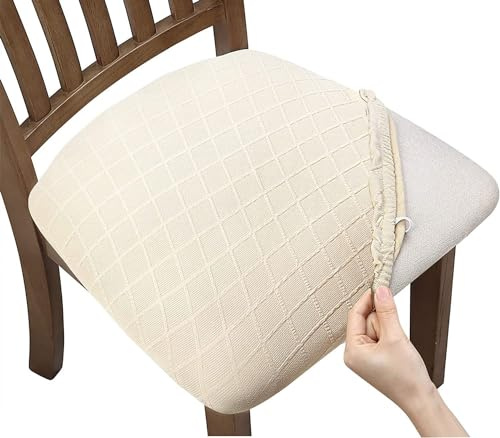 Sitzbezug Stuhl Größe 35-48cm Stuhlüberzug Bürostuhl Bezug Stretch Stuhlhussen Drehstuhl Stuhlbezug Sitzfläche Waschbar Bürostuhlabdeckung Schonbezüge für Esszimmer Büro Bar ( Color : Beige , Size : S
